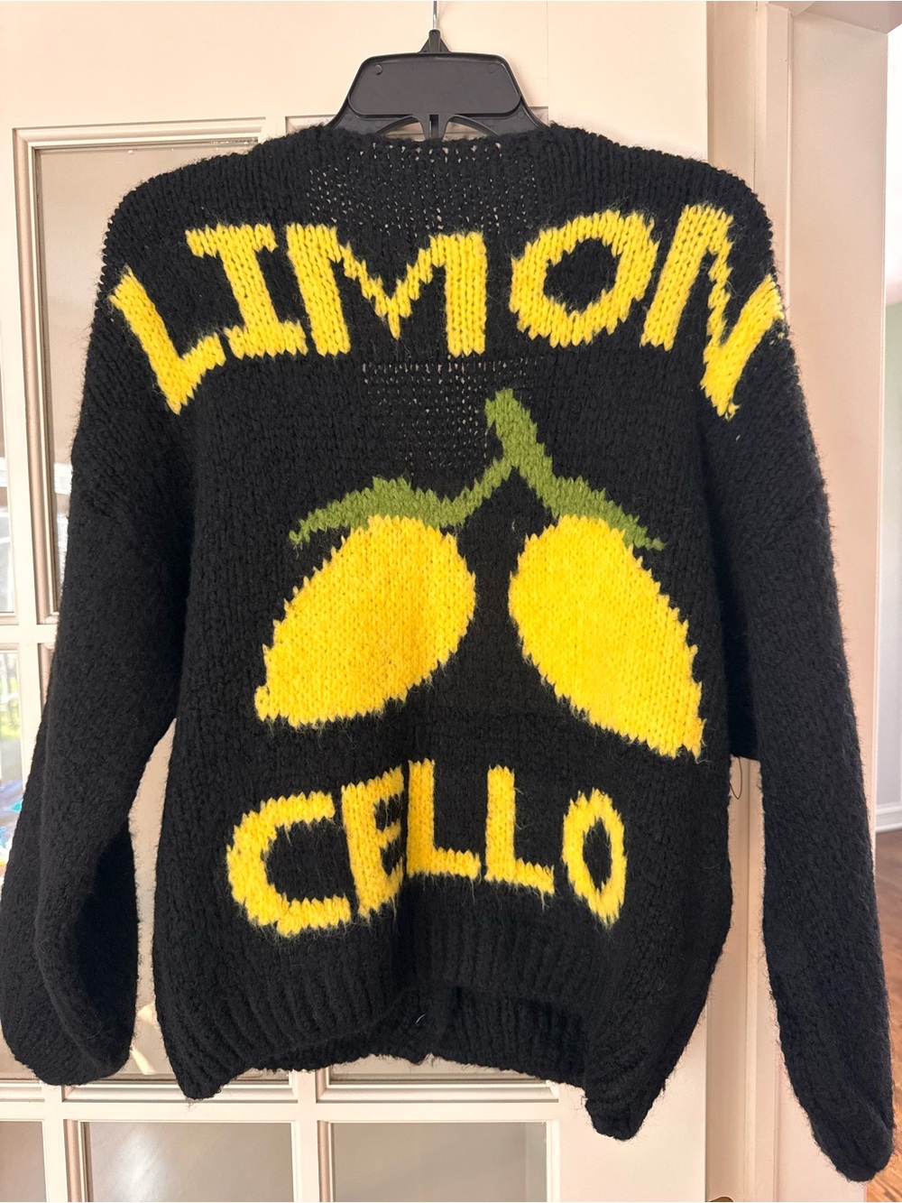 Black Sweater Yellow Lemon Graphic Limoncello Made in Italy